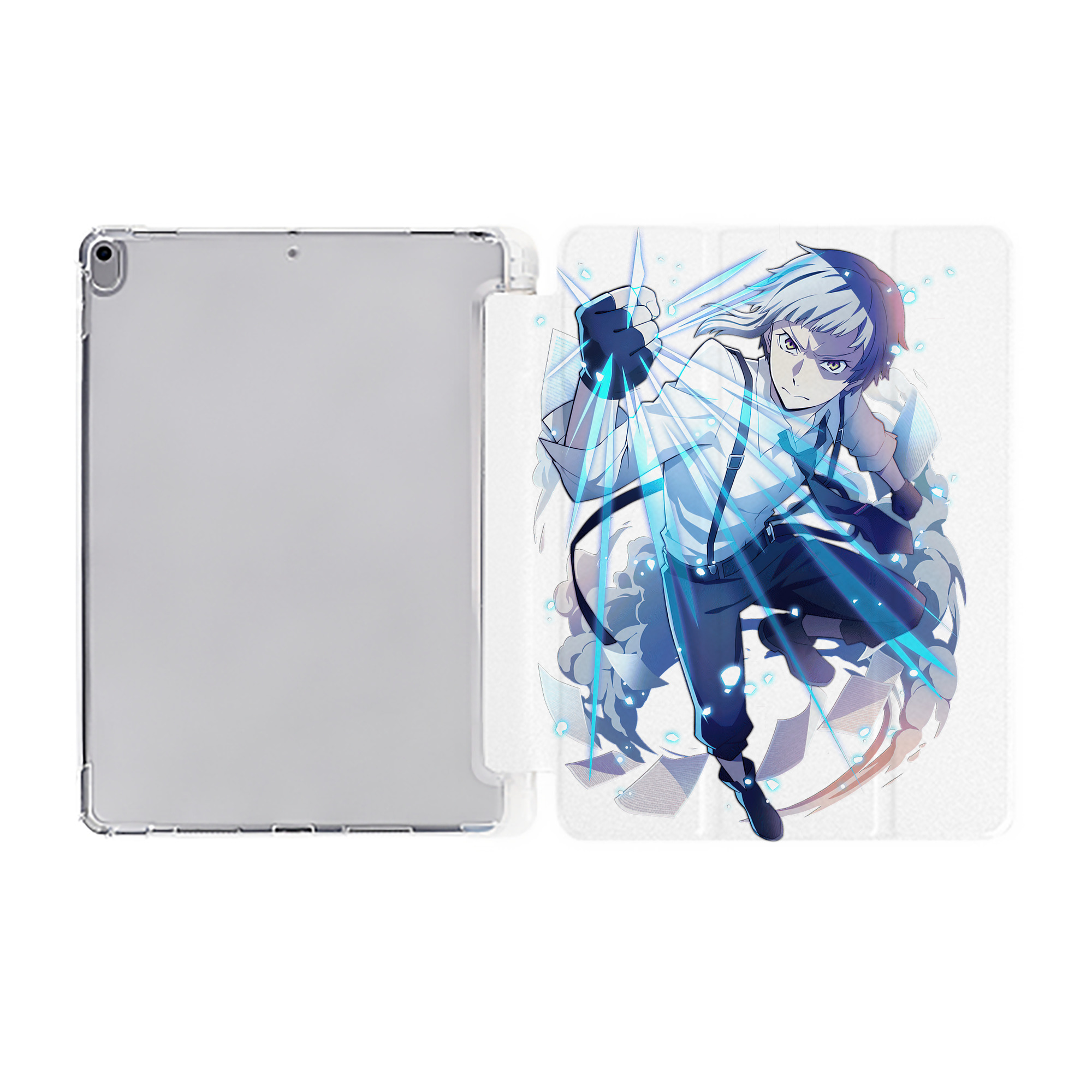 （画像用） 文豪ストレイドッグス Bungo Stray Dogs IPad ケース ペン収納付き 三つ折りスタンド PUレザー×シリコン 対応機種9.5/10.5/10.9インチ